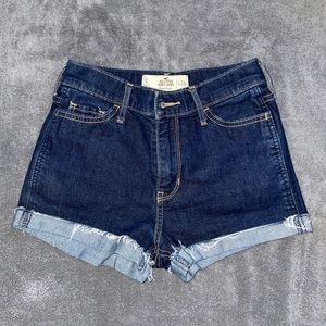 dark wash hollister denim shorts